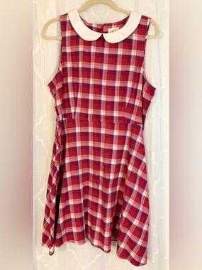 Levi’s Red Plaid Peter Pan Collar Dress Size Large Fit & Flare ❤️